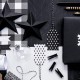 ZAWIESZKI świąteczne do prezentów choinki biało-czarne 12szt MIX 3,9x7cm