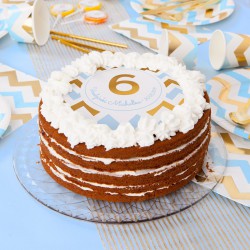 OPŁATEK na tort personalizowany na Roczek i Urodziny dziecka Chevron Błękitny Ø20cm