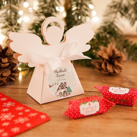 PUDEŁECZKA Aniołek prezent świąteczny dla dzieci Sanie Mikołaja 10szt (+etykiety+wstążka)