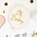 TALERZYKI na Baby Shower Oh Baby w kształcie balona 6szt