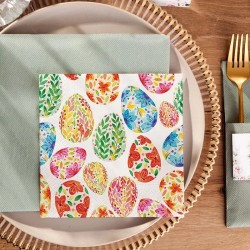 DEKORACJA stołu na Wielkanoc serwetki+kieszonki+bieżnik malowane pisanki