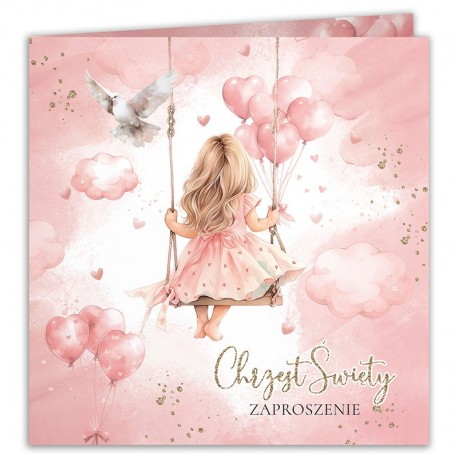 ZAPROSZENIA na Chrzest dziewczynki różowe delikatne 10szt (+koperty)