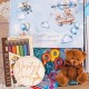 PREZENT na Święta dla małego dziecka Z PODPISEM Zestaw kreatywny z notesem i kredkami dla dzieci Niebieskii