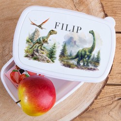 ŚNIADANIÓWKA dla dziecka lunchbox Z IMIENIEM Dinozaury