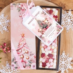 CZEKOLADA świąteczna ręcznie robiona dla dziewczynki w pudełku Z PODPISEM DUŻA 25cm (+wstążka) Różowa