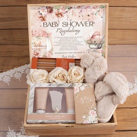 PREZENT na Baby Shower dla Przyszłej Mamy Z IMIENIEM z kapciuszkami Odpoczynek dla stóp
