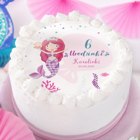 OPŁATEK na tort personalizowany na Roczek i Urodziny dziecka Syrenka Ø20cm