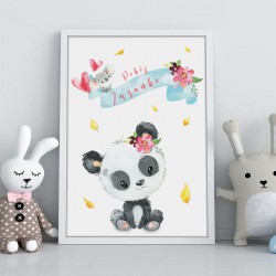 PLAKAT dla dziecka do pokoju Z IMIENIEM A4/A3 Panda i koala