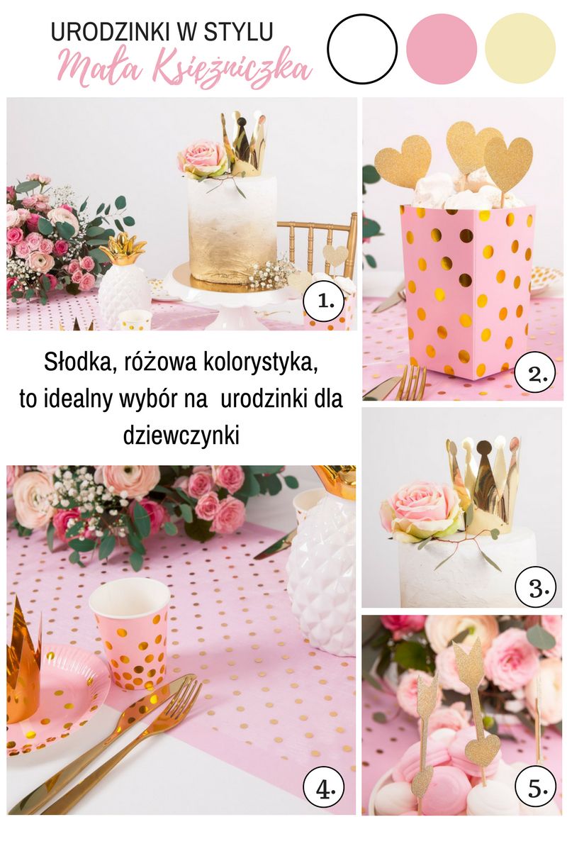 Różowo-złote dekoracje na urodziny dziewczynki