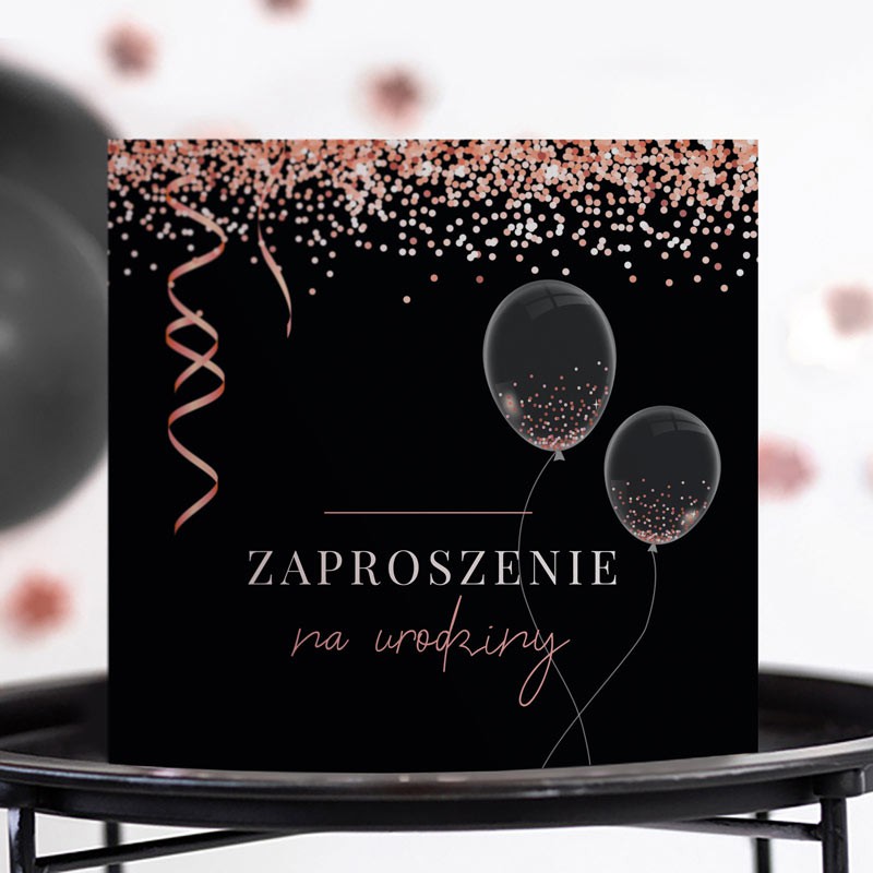 Zaproszenia na urodziny rosegold black